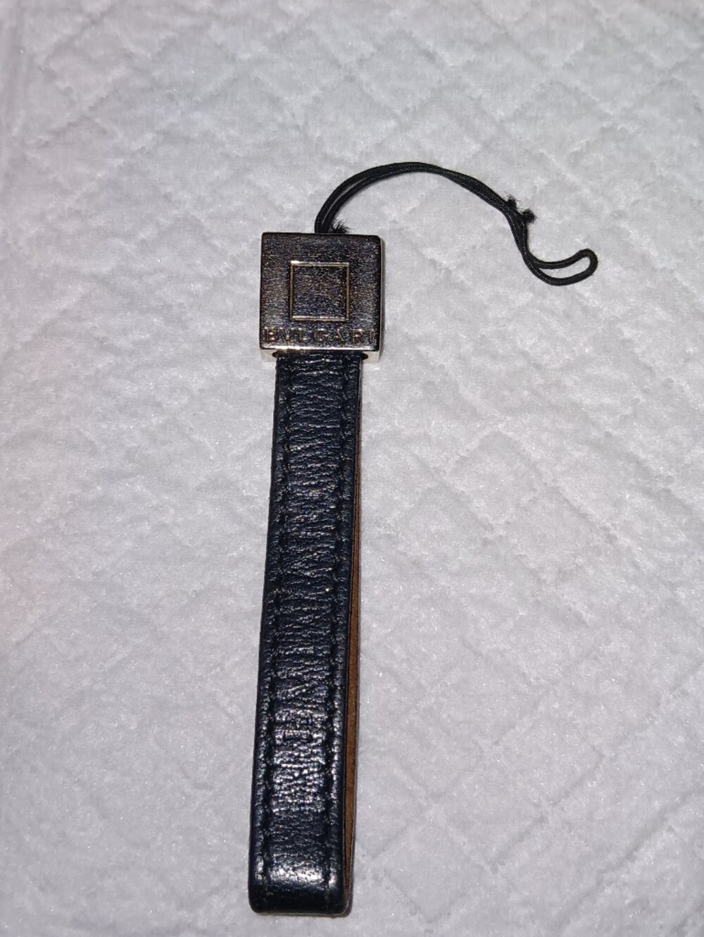 Bulgari Black Leather Strap Keychain Phone Charm